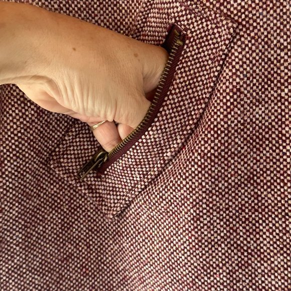 Tulle Y2k Tweed Pea Coat Medium Wool Blend Eggplant Wine Metallic Glimmer - Picture 7 of 13